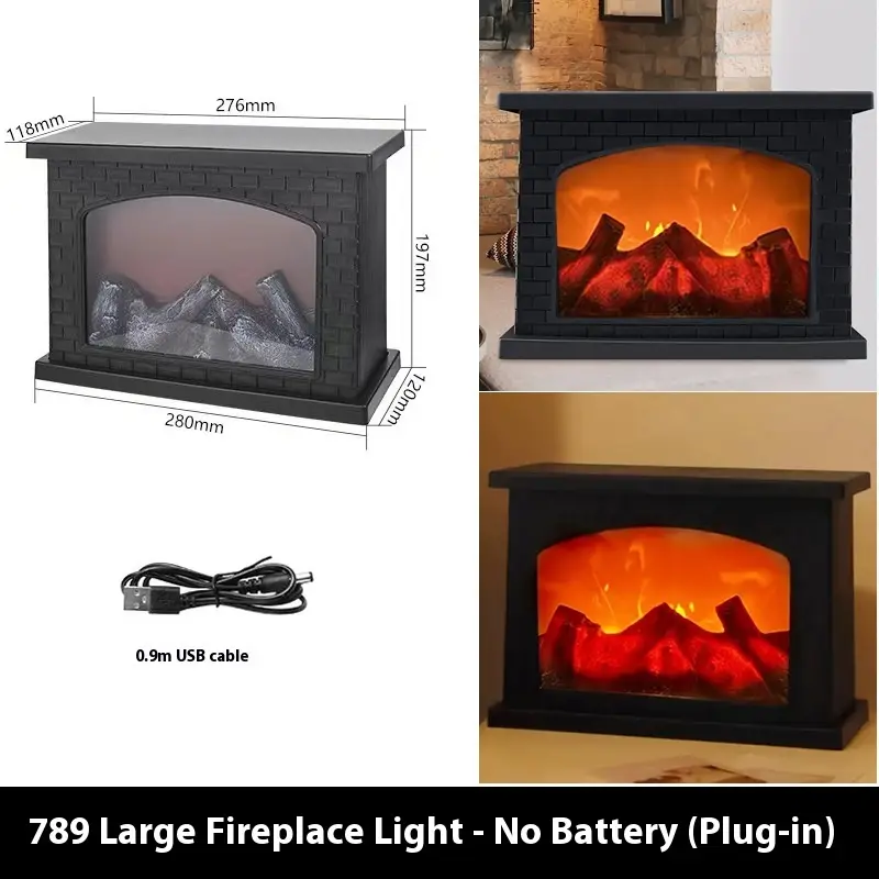 Fireplace Storm Lantern Simulation Charcoal Flame Ambience Light