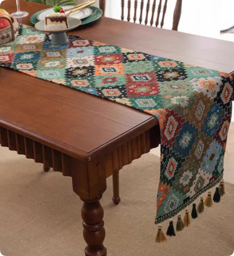 Country European Retro Cotton And Linen Style Long Sideboard Tassel - Rhombus