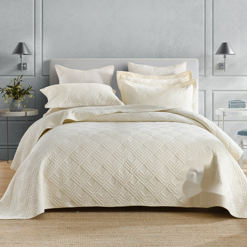 Double-sided Plus-sized Pure Cotton Bed Cover All Cotton Plain Color Quilt Three-piece Set