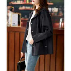 New Hooded Short Jacket Casual Women's Windbreaker - Black - View 1