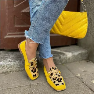 Low Heel Square Toe Low cut Suede Color Matching Casual Women's Shoes Yellow - Shop at LoveMi