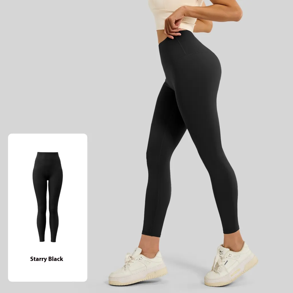No Embarrassment Line Peach Hip Raise Yoga High Waist Belly Contracting Exercise Nude Feel Leggings - Xingyao Black