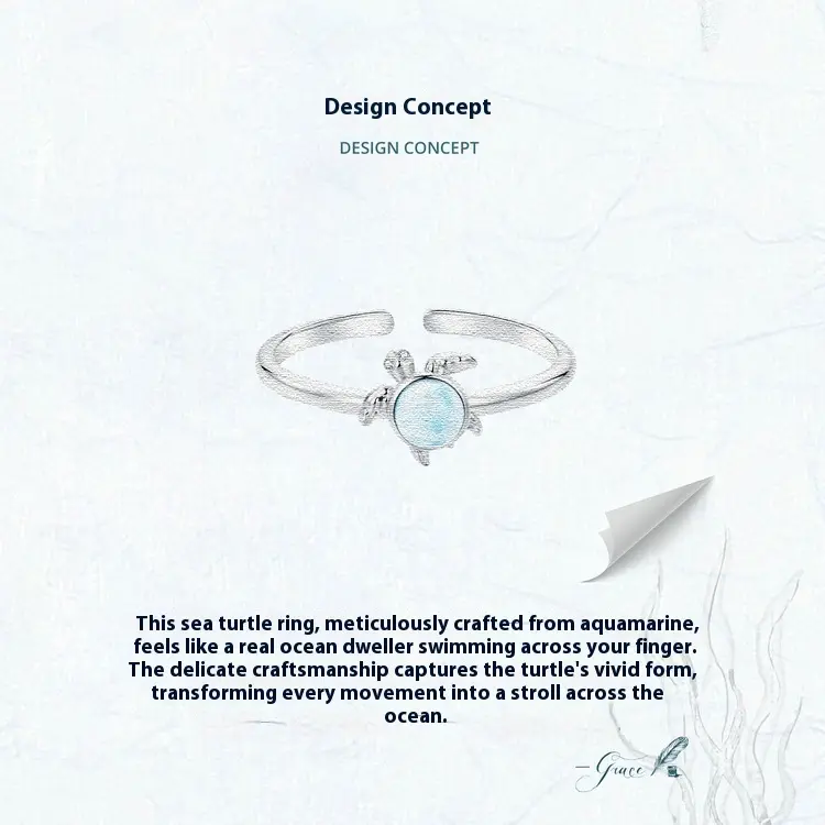 Summer Turtle Open Ring Romantic Blue