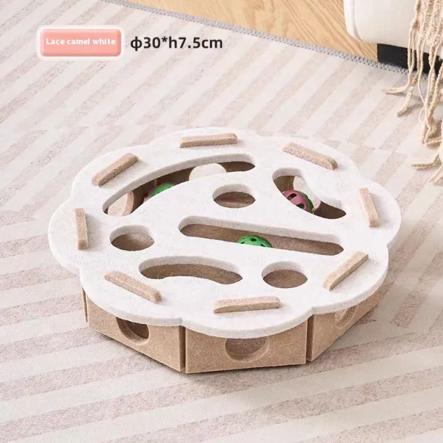 Cat Toy Self Hi Relieving Stuffy Artifact Hole Felt Box Camel Flower Shaped And3 Bells - Shop at LoveMi