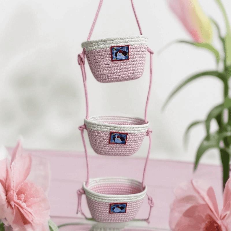 Hanging Bag Cartoon Wall Hanging Cotton Braided Storage Basket