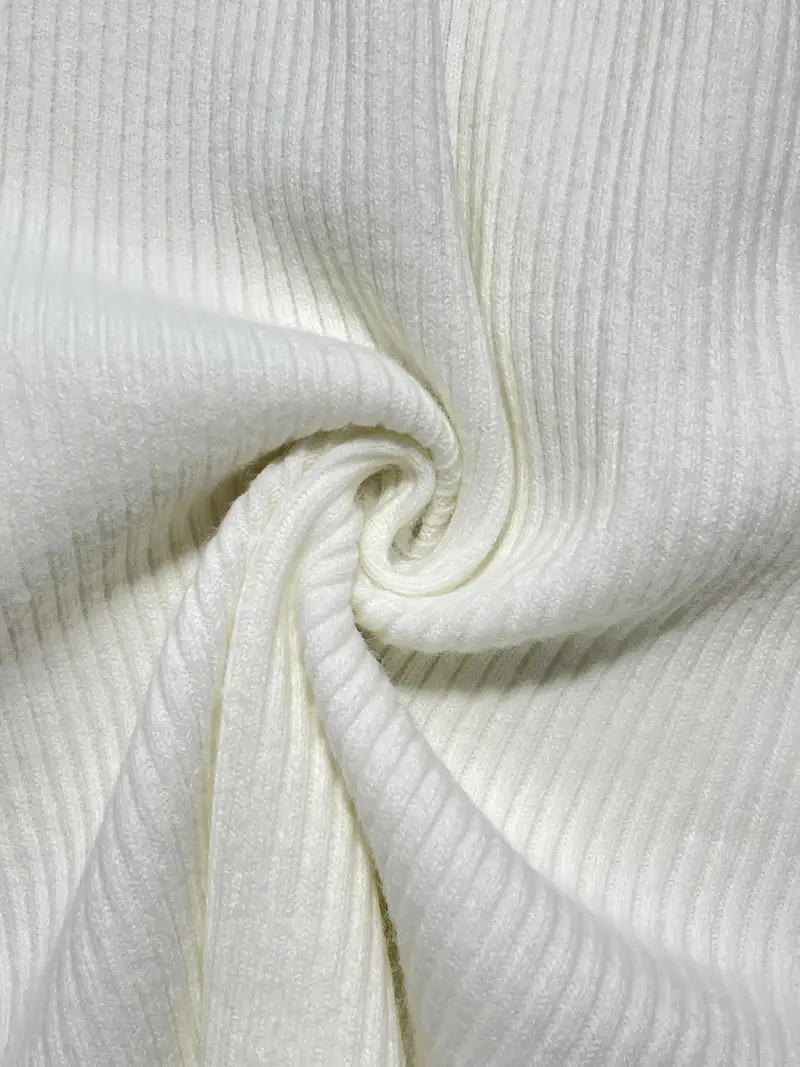 Women's Elegant White High Neck Ribbed Sweater
