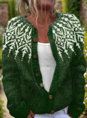 Women's Sweater Loose Multicolor Fashion Knitwear - 8968Green