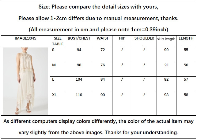 V-neck ruffle waist tank top & skirt set size chart – US sizing bust waist hips in inches