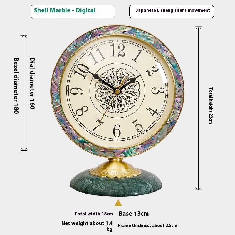 Brass Tabletop Living Room Decorative Clock Green - Shop at LoveMi