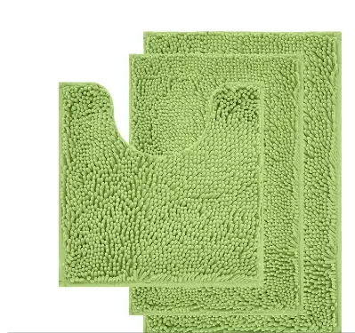 Chenille Long Hair Bathroom Toilet U shaped Three piece Carpet Fruit Green - Shop at LoveMi