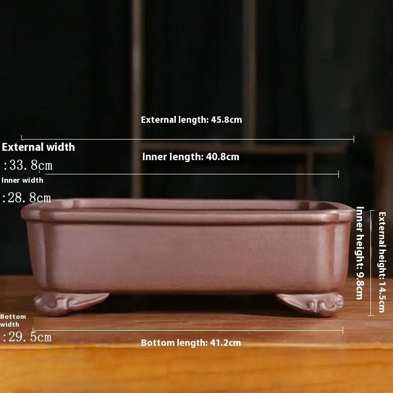 Purple Sand Rectangular Manger Antique Bonsai Classical Indoor And Outdoor
