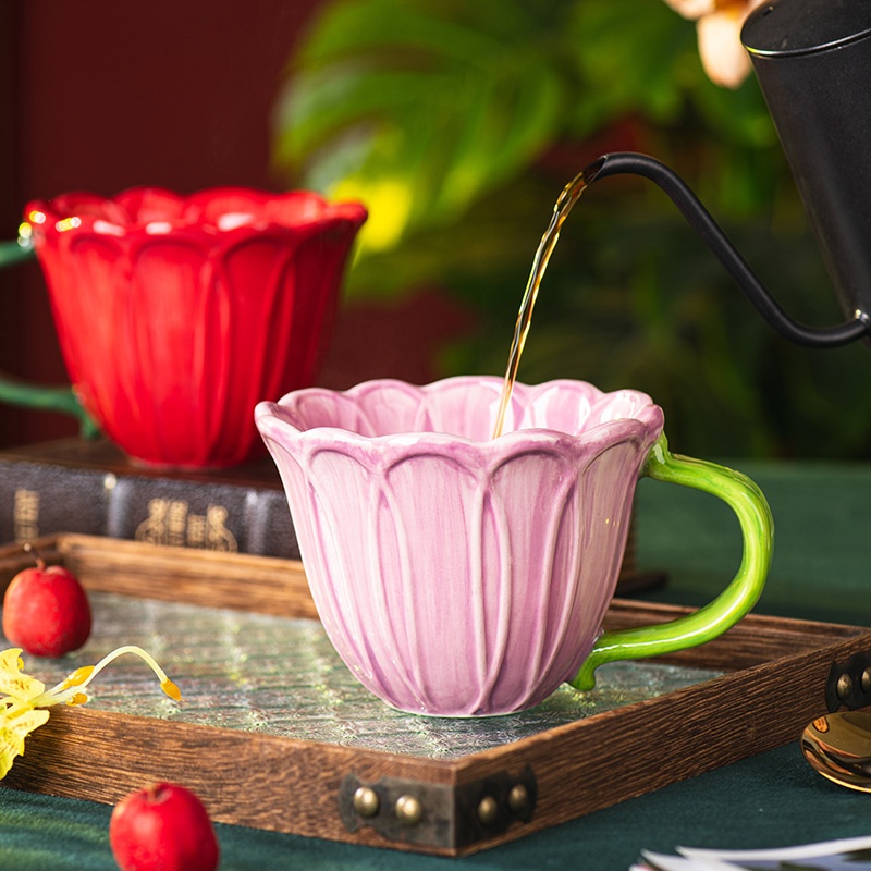 Household Flower Breakfast Ceramic Cup