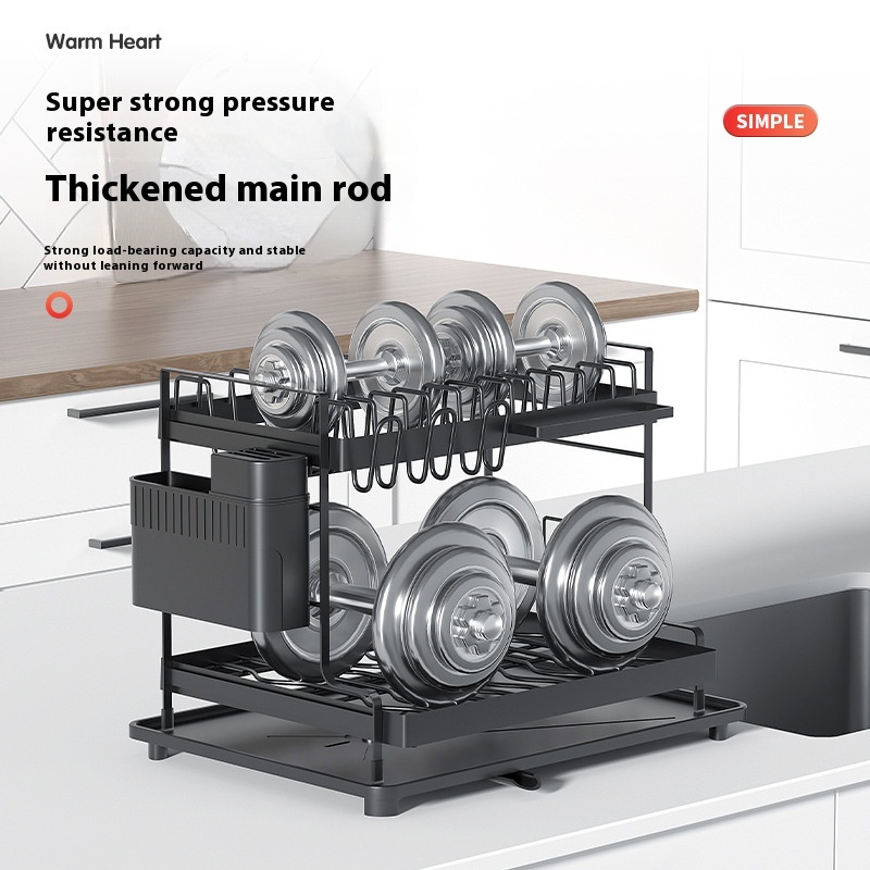 Kitchen Household Removable Draining Double-layer Multifunctional Storage Rack