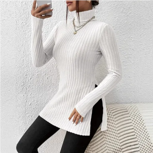 Women's Turtleneck Pullover Clothing Sweater White - Shop at LoveMi