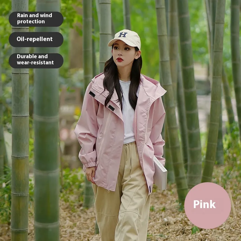 Women's Outdoor Sports Waterproof Mountaineering Suit Coat - Pink