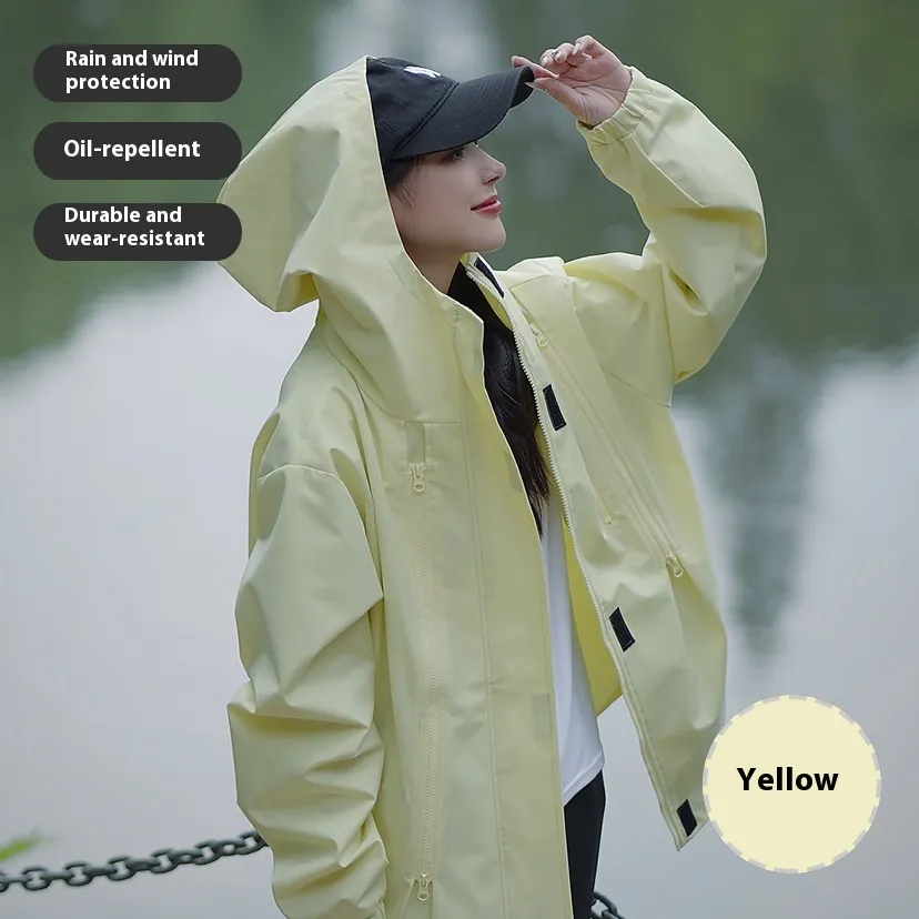 Women's Outdoor Sports Waterproof Mountaineering Suit Coat - Light Yellow