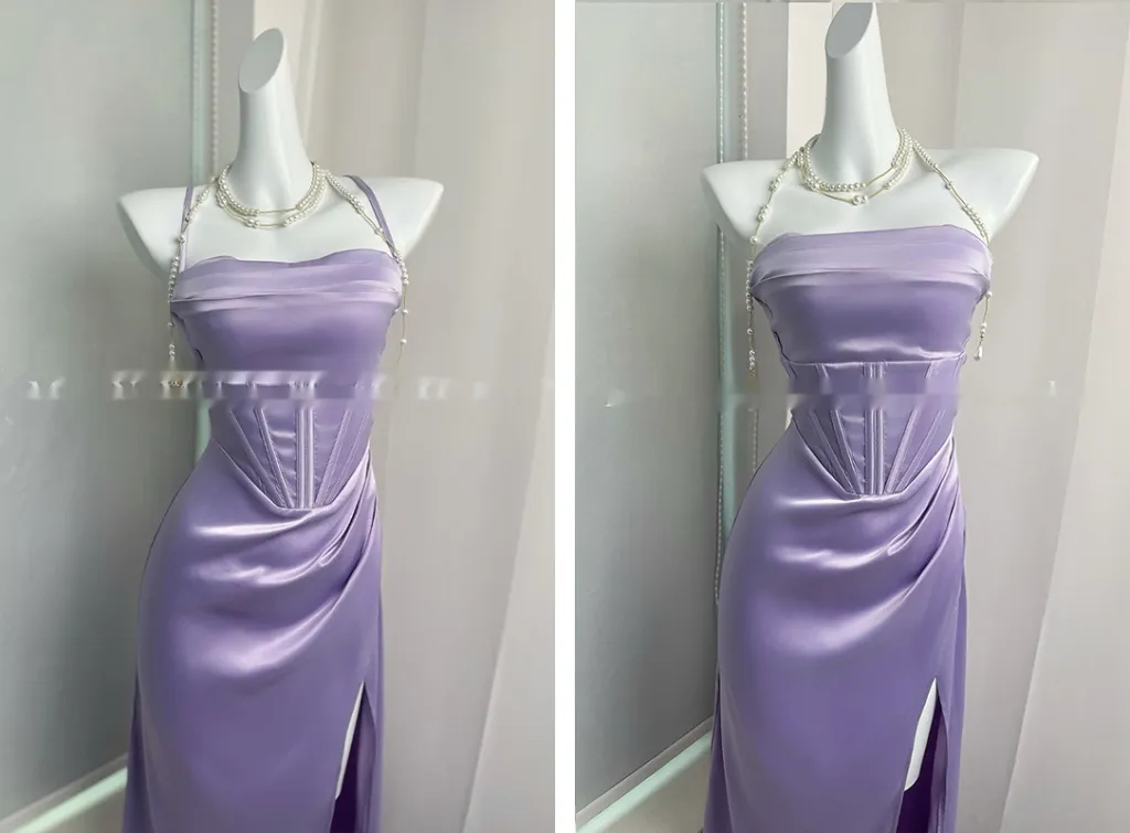 Camisole High-grade Heavy Work Evening Dress Fishbone - Purple