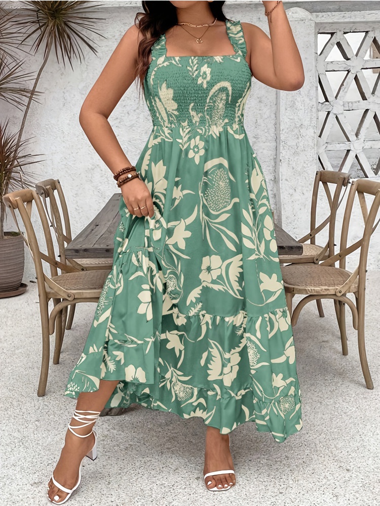 Plus Size Boho Chic Floral Midi Dress