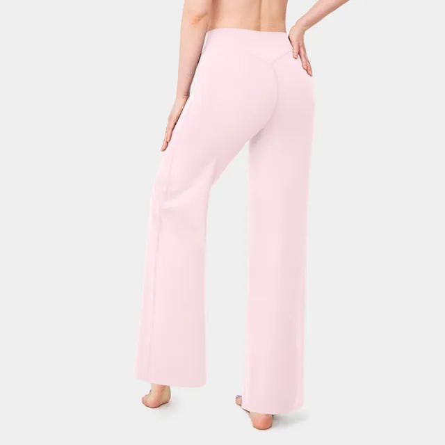 Fashionable Loose Straight leg Yoga Pants For Women Pink - Shop at LoveMi