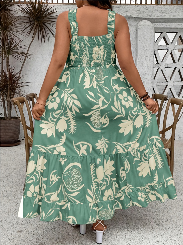 Plus Size Boho Chic Floral Midi Dress
