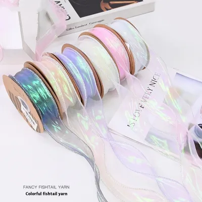 Fishtail Yarn Floral Flower Gift Bouquet Diy Material Package Colorful Wave Ribbon