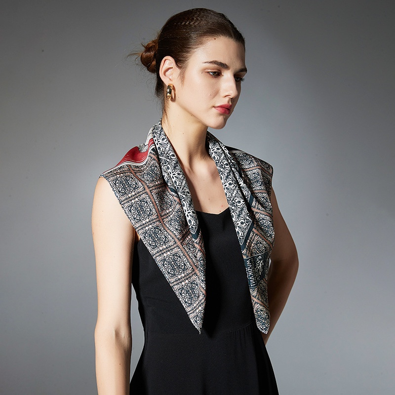 Thin Headcloth Duplex Printing Silk Scarf Square Scarf