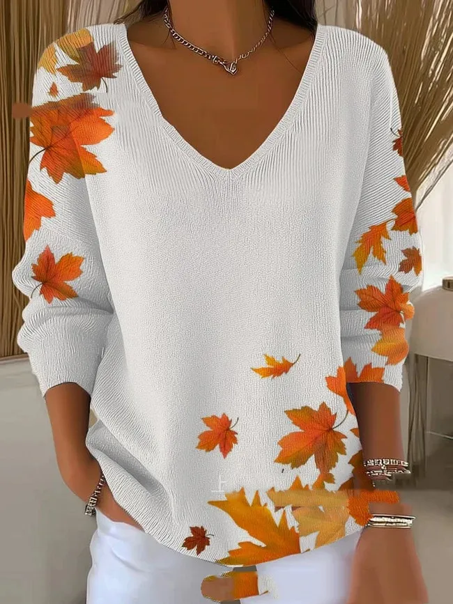 Women's 3D Printed Fashionable Gradient Color V-neck Long-sleeved T-shirt - Xkvx07Sx5233-Xl