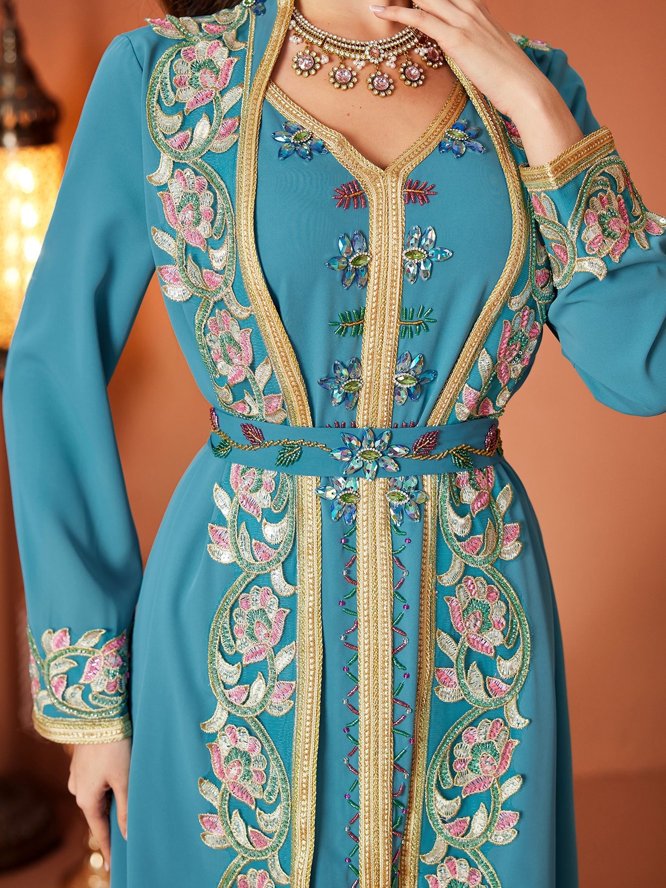 Peacock Blue Long Skirt Dress Image 8