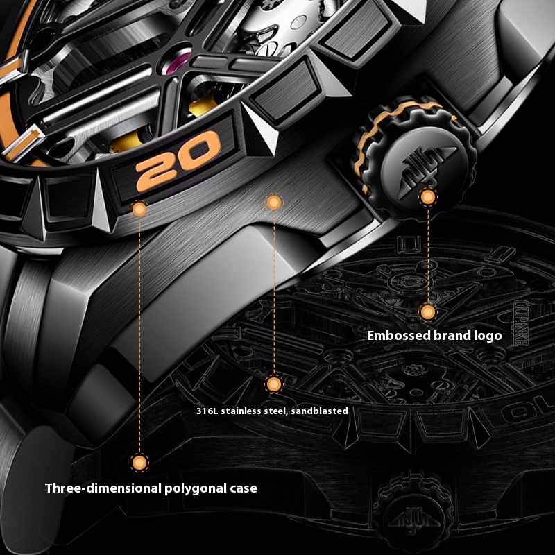 Sports Automatic Men's Mechanical Hollow Waterproof Watch - Image 2