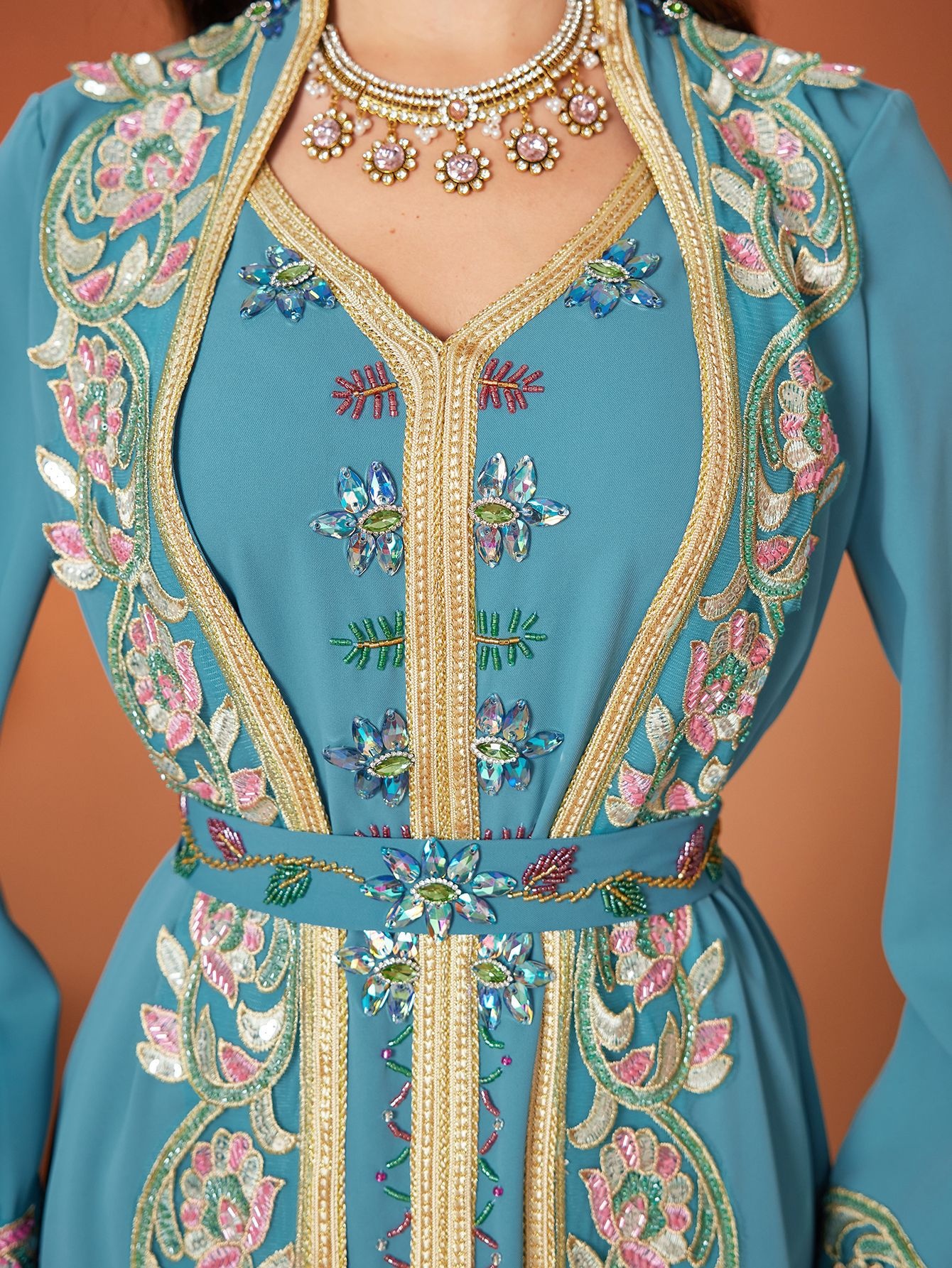 Peacock Blue Long Skirt Dress Image 3