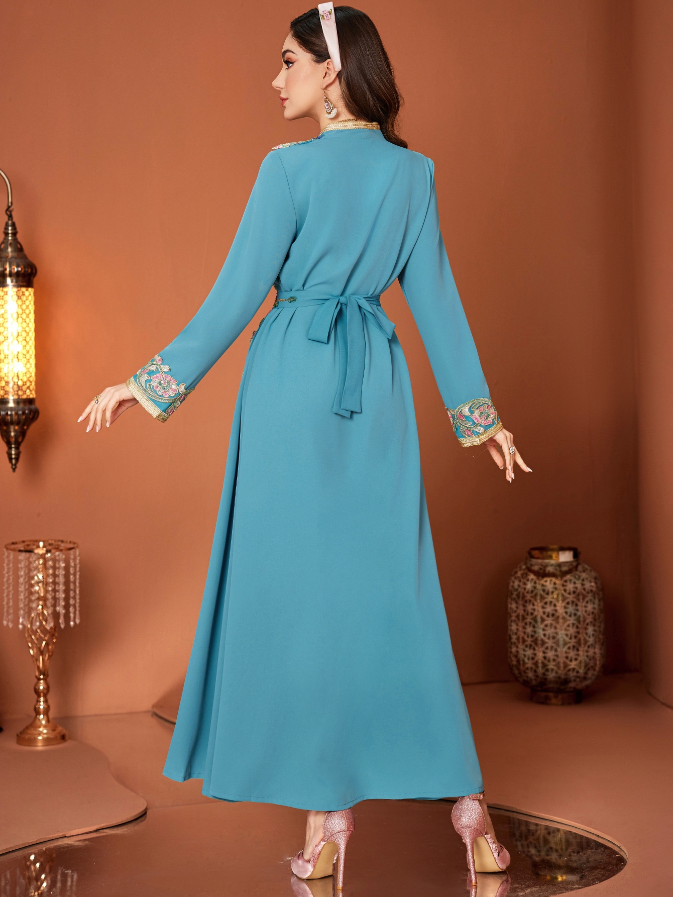 Peacock Blue Long Skirt Dress Image 2