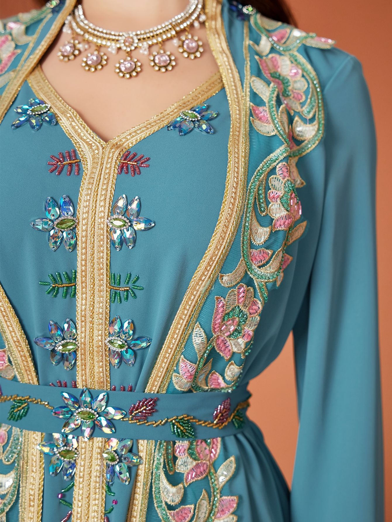 Peacock Blue Long Skirt Dress Image 4
