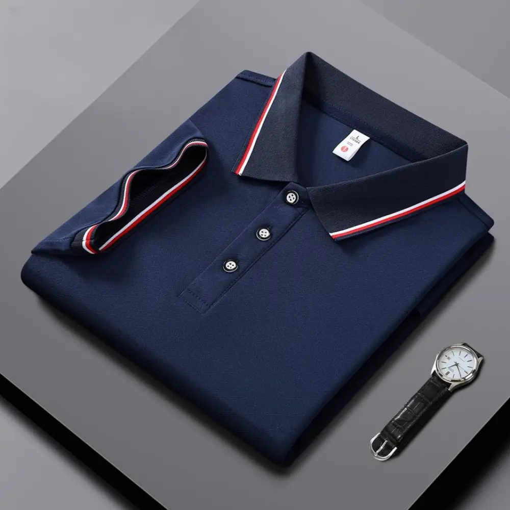 Fashion Is Ice Silk Lapel Short Sleeve Polo Shirt