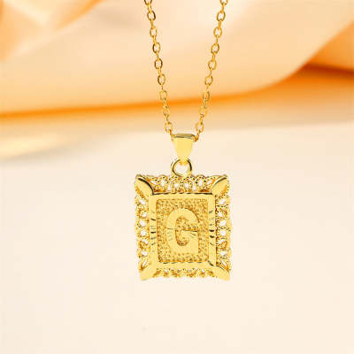 26 English Letter Pendant Necklace Unisex Hollow Design