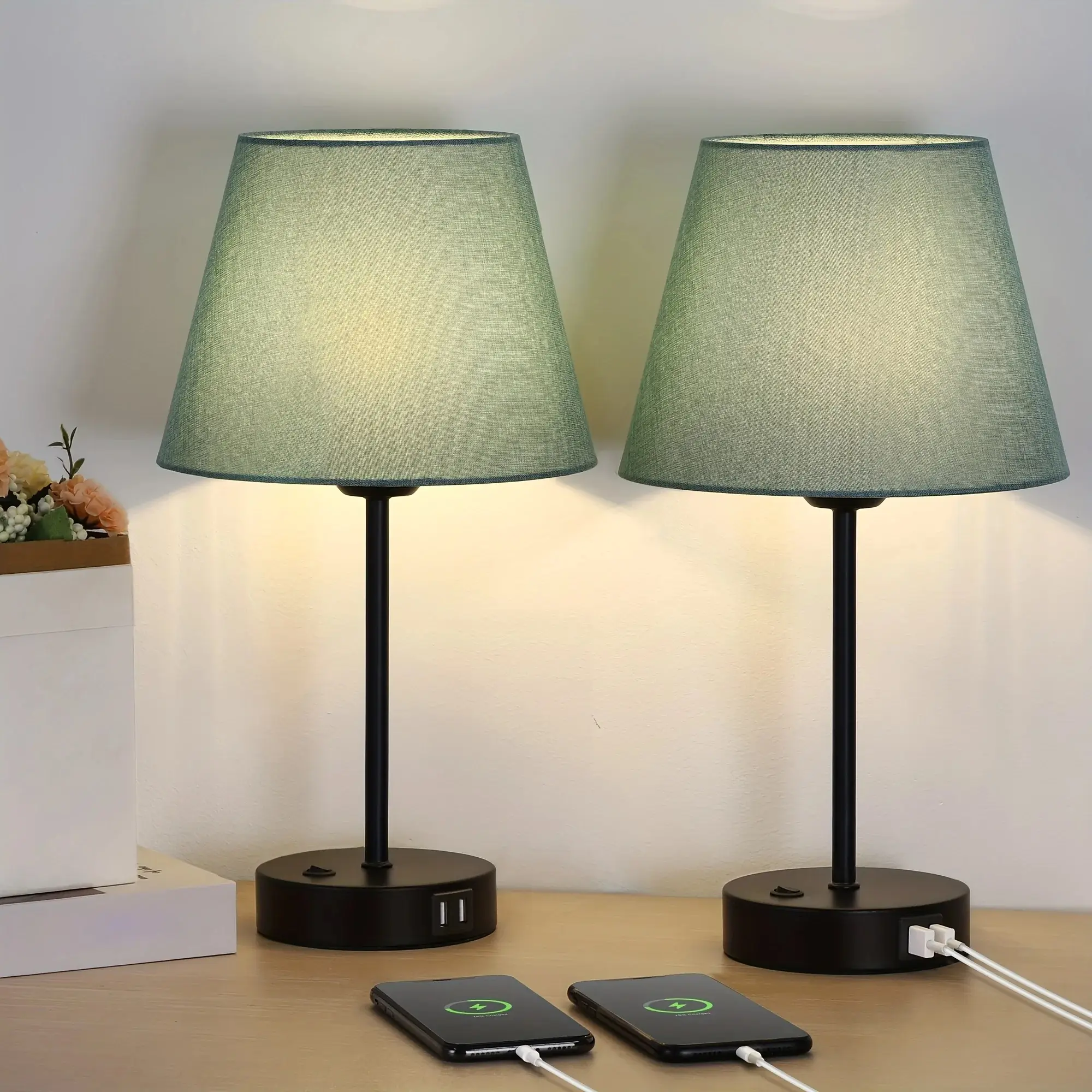 Bedroom Decoration With Iron Fabric Cover And Bedside Lamp