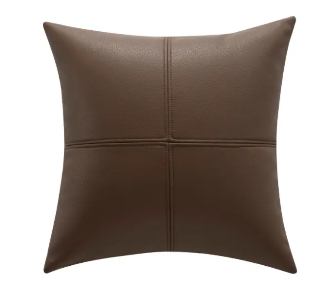 Simple Solid Color Soft Cowhide Light Luxury Leather Pillow Cover