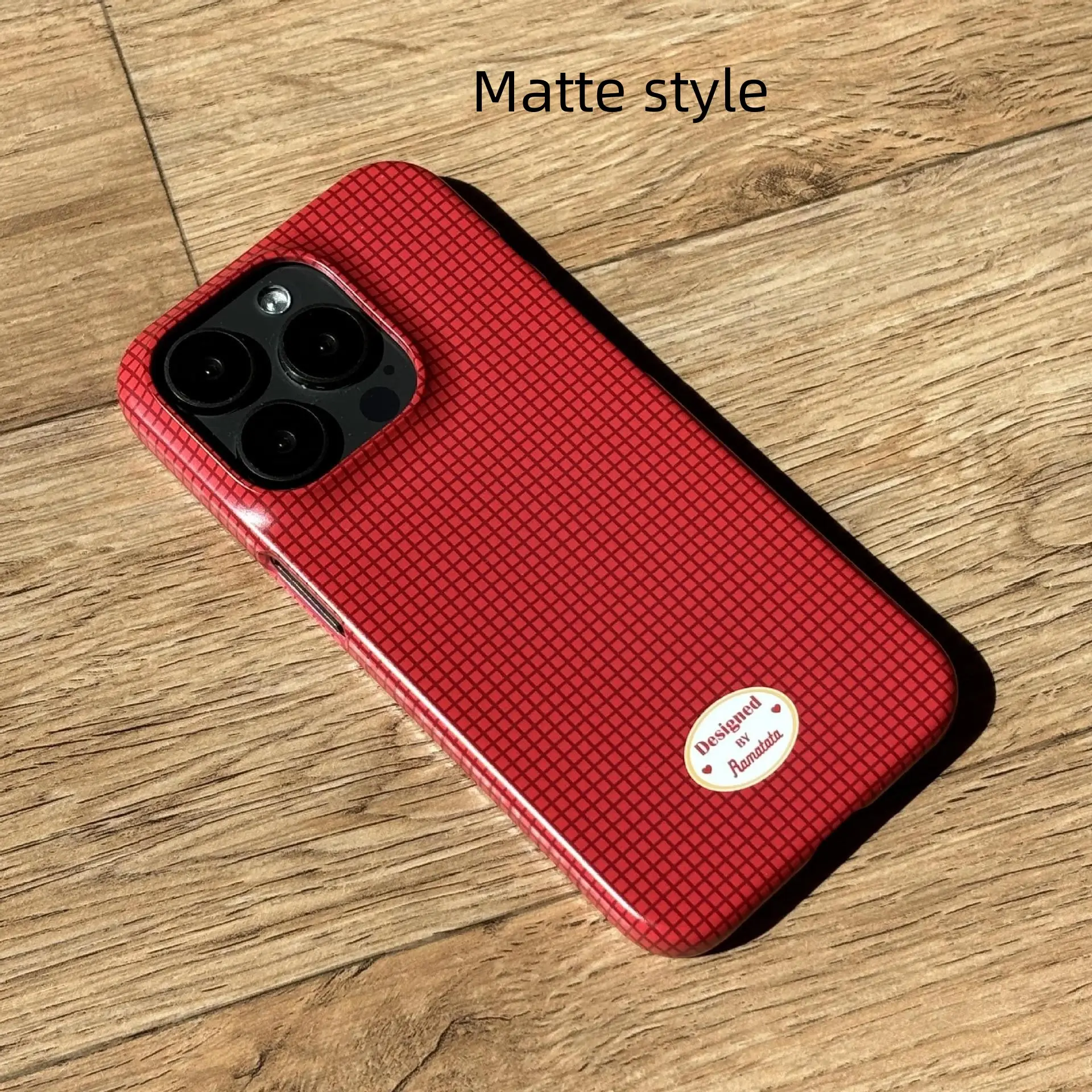 Plaid Protective Phone Case for iPhone — Frosted HM11 Red Plaid, 15PROMAX