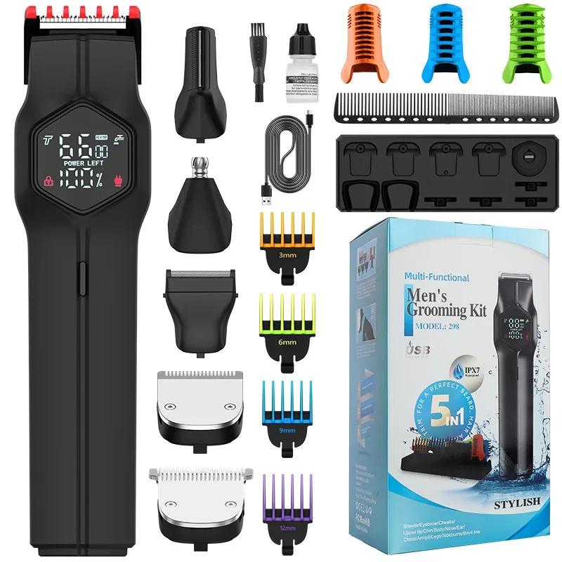 Magnetic Cutter Head Five-in-one Men's Household Hair Clipper Suit - Style 1