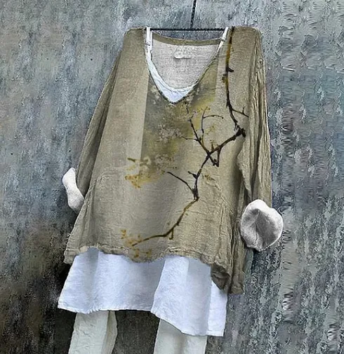 Women's Oat Casual Loose Fit Round Neck Short Sleeve Top Khaki - Shop at LoveMi