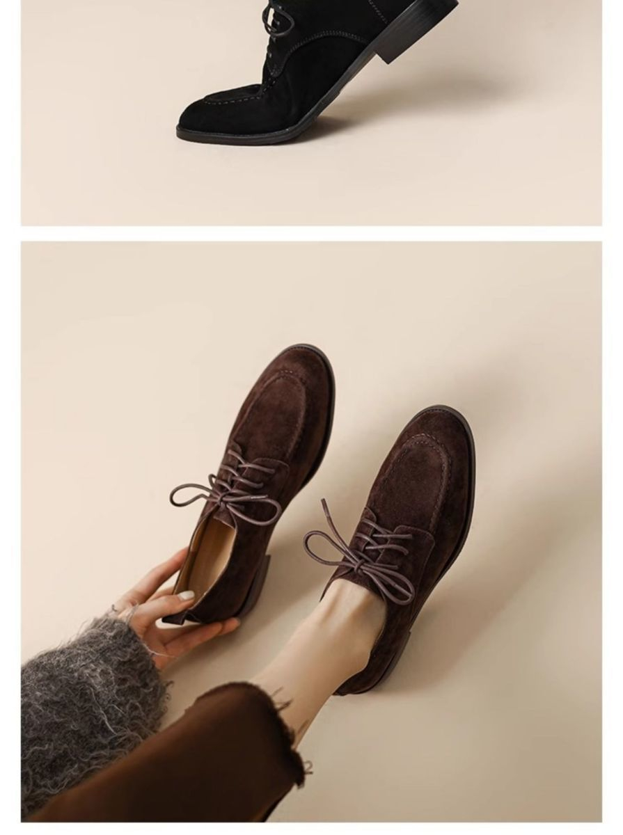 Women’s Retro Deep-Mouth Lace-Up Loafers