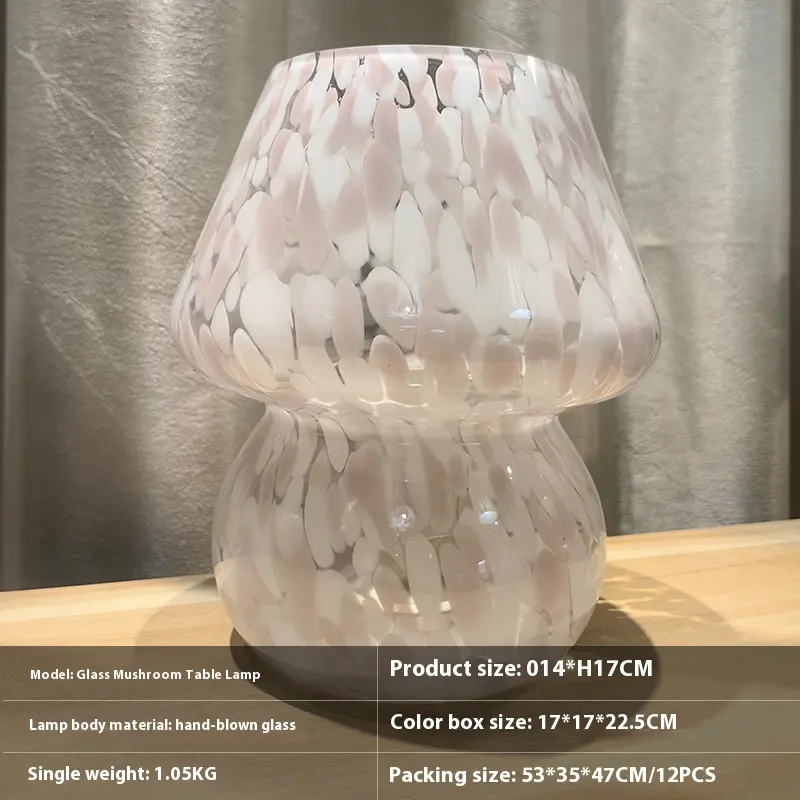 Bedroom Bedside Creative Glass Mushroom Table Lamp