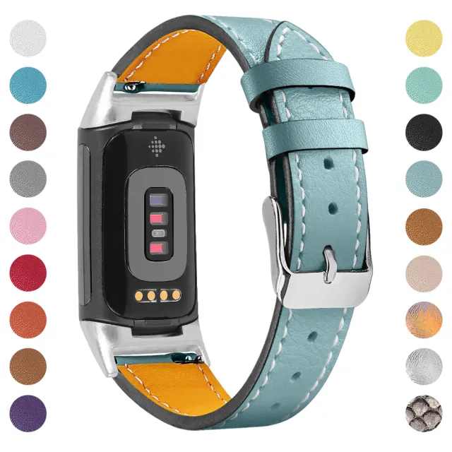 Smart Watch Charge5 First Layer Cowhide Leather Strap Haze Blue - Shop at LoveMi