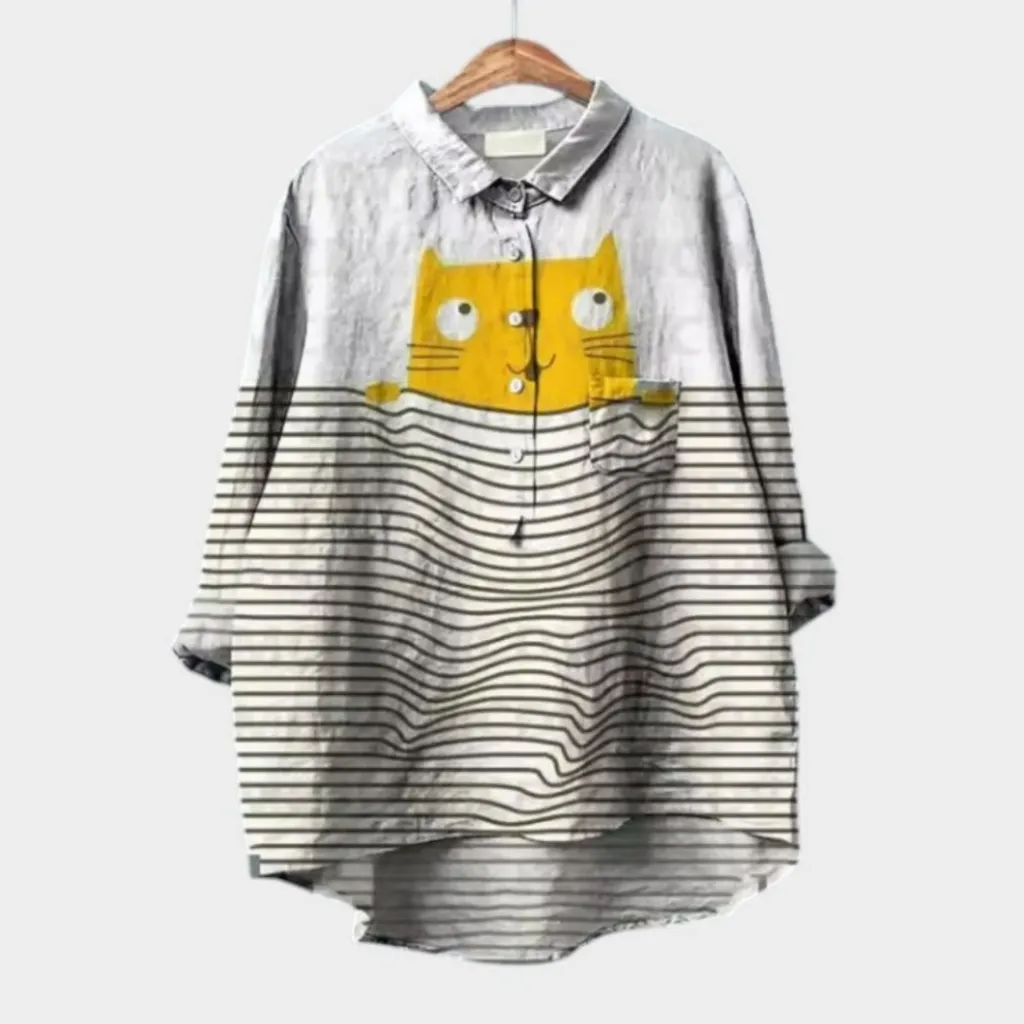 Women's Casual Long-sleeved Animal Print Shirt - A73L2Kc636Sz033