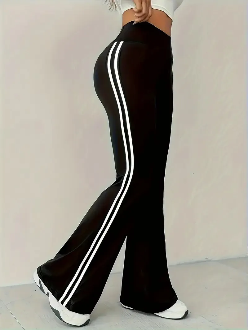 Women's High Waist Wide-leg Casual Pants Flared Pants - Black
