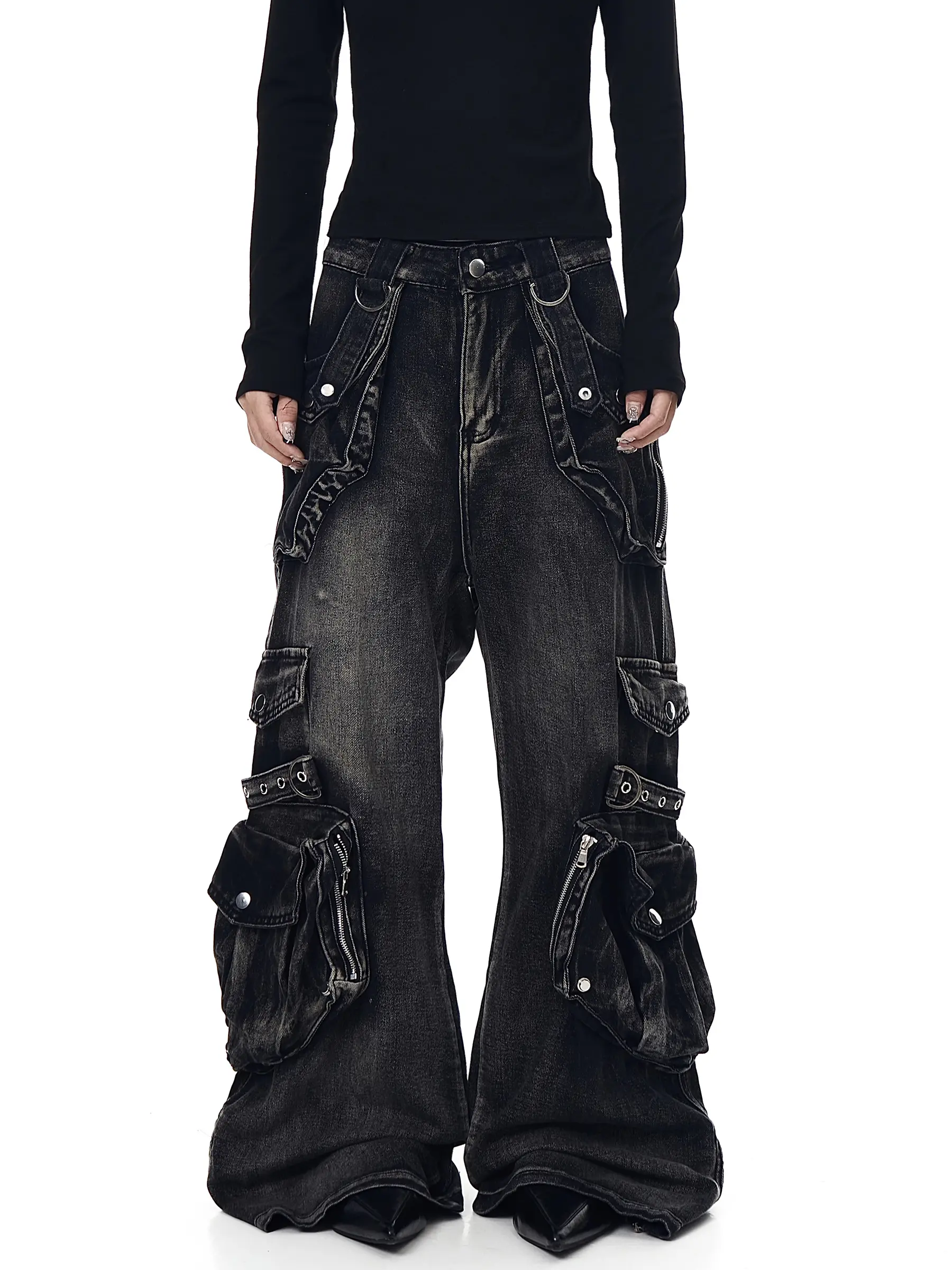 Retro Heavy Industry Multi-pocket Workwear Jeans