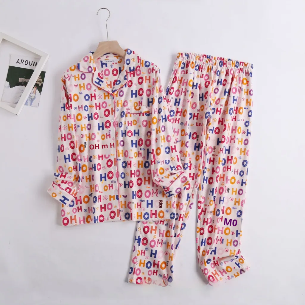 Women's Pajamas Simple Spring, Autumn And Winter Long Sleeves Trousers Suit - Pink