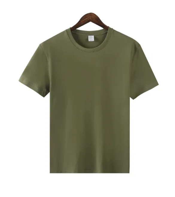 Versatile Cotton Casual Half Sleeve Round Neck T-shirt - Army Green