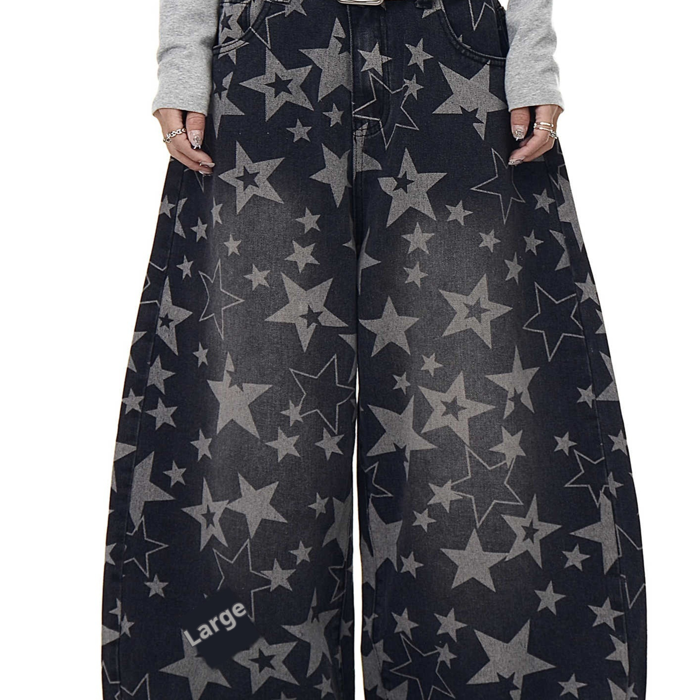 American Retro XINGX Full Printed Distressed Machete Jeans