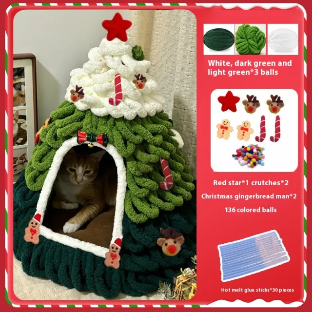 Christmas Tree Cat Nest Handmade Diy Material Package Homemade Christmas Cat Nest - Shop at LoveMi