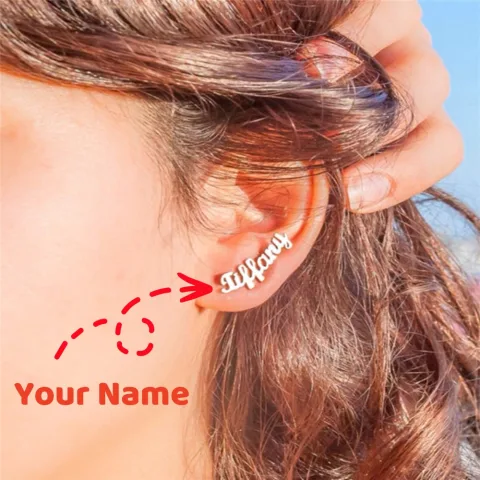 Custom Name Stud Earrings for Women Girl Stainless Steel